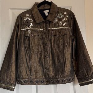 Chico's Metallic Bronze Jean Jacket